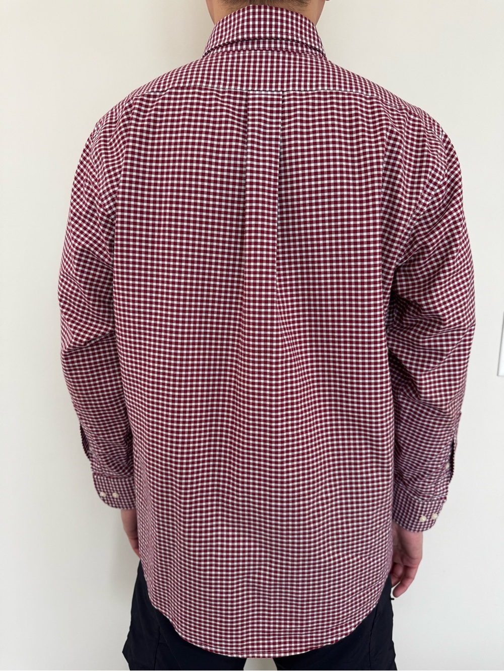 Dockers Men's Burgundy and White Gingham Button-Down Shirt